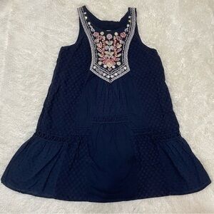Anthropologie ❤️ Maeve Embroidered Navy Baby Doll Sleeveless Dress, Pockets! 12